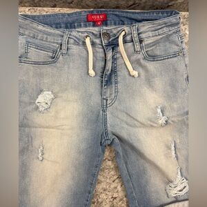 Guess Blue Denim Light Wash Drawstring Y2K Men's Bermuda Shorts Size 36